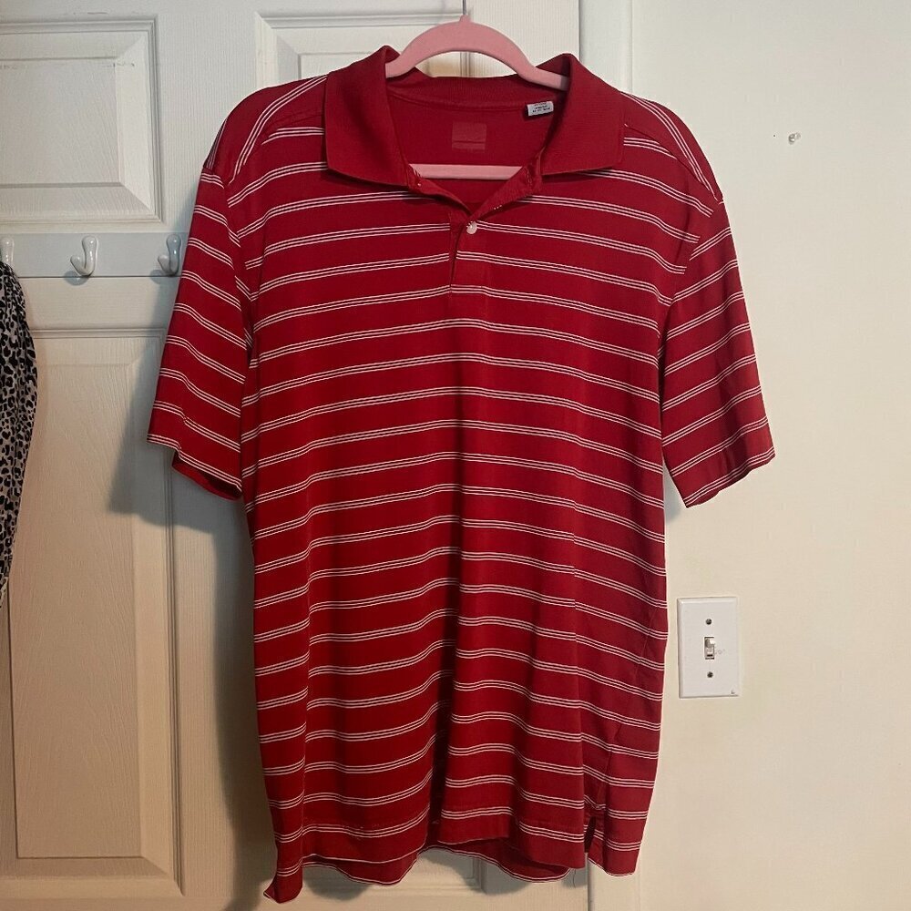Mens Callaway Collared Golf Polo Shirt Top Red White Stripe Size Large